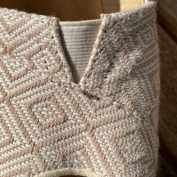 Toms Peep Toe Cork Espadrille Wedge Tan Diamond Aztec Pattern Fabric Women's W10 - Picture 10 of 12
